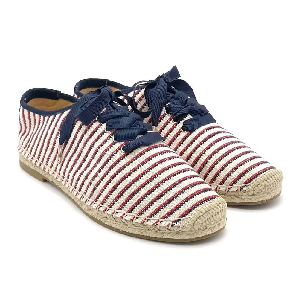 NWT Joie Corston Espadrille Sneaker Navy Red Cream Gold Women’s 38.5 US 7.5-8